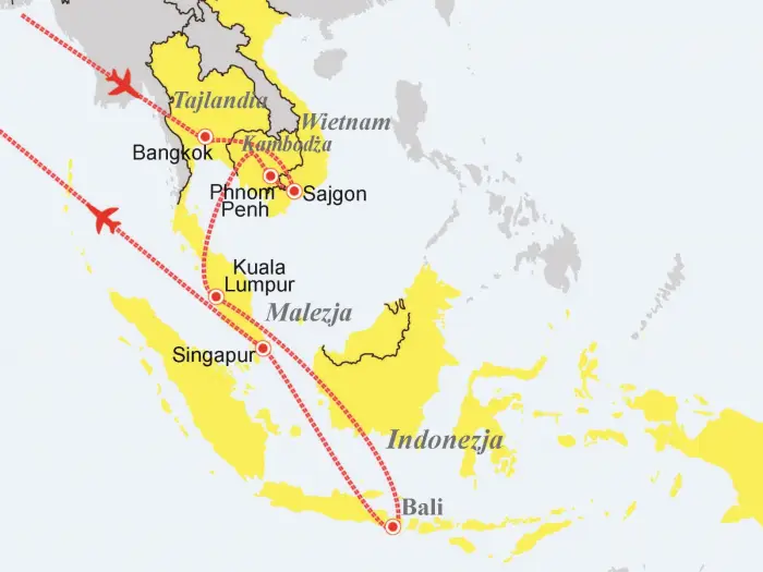 Tajlandia, Wietnam, Kamboda, Malezja, Singapur, Indonezja - Sze krajw Azji